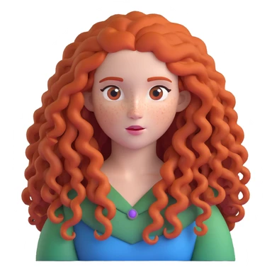 Merida from Brave with extremely long wild curly red hair and face completely covered with freckles sticker