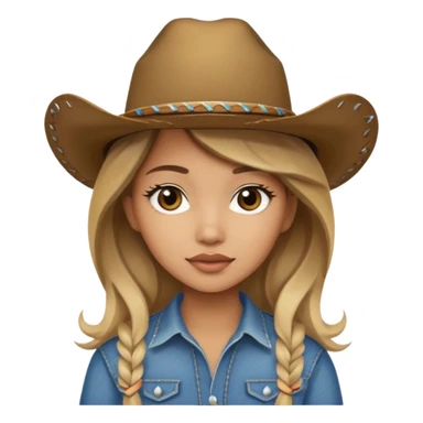 Brown haired girl with a blonde balayage wearing a cowboy hat and she is lightskin sticker