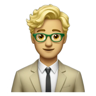 Joli homme blond aux cheveux court et boucles avec des yeux verts et des lunettes sticker