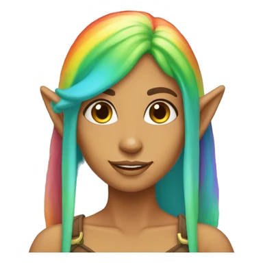 rainbow hair tan elf girl sticker