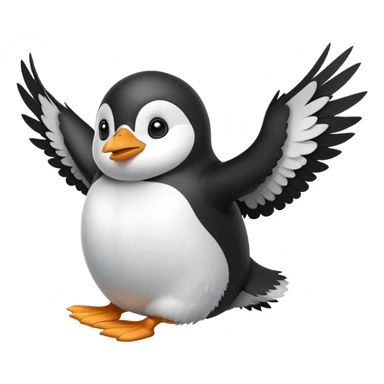 flying penguin with wings spread sticker