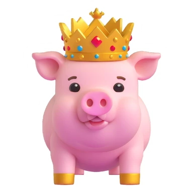 Minecraft style pig with a golden crown inspired by Technoblade sticker