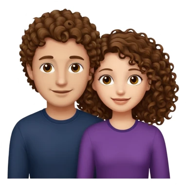 Açık kumral saçlı ela gözlü beyaz tenli erkek ve saçları koyu kahverengi ,kıvırcık saçlı kız yan yana gülümsüyor sticker