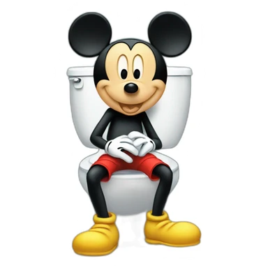 Mickey Mouse sitting on a toilet sticker