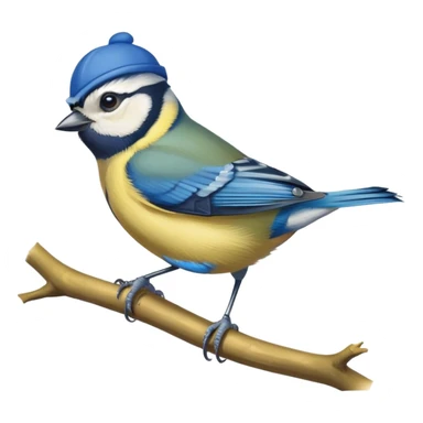 Eurasian blue tit bird with yellow belly and blue cap sticker