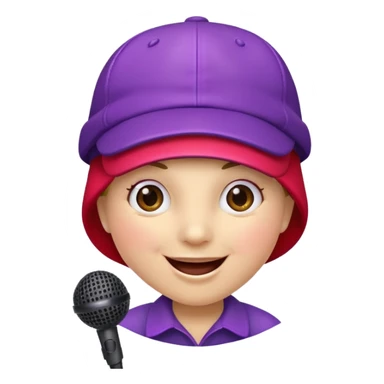  strawberry wearing purple cap, with mic sticker