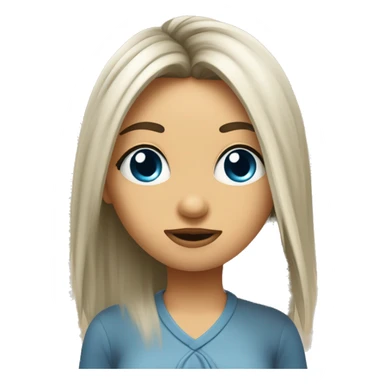 Una ragazza coi capelli castani lunghi fini alle spalle e la frangia corta con piercing al naso, occhi azzurri  sticker