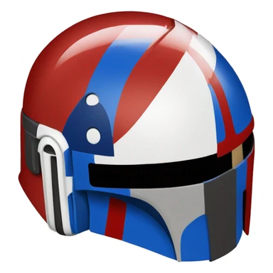 Red white and blue mandalorian helmet sticker
