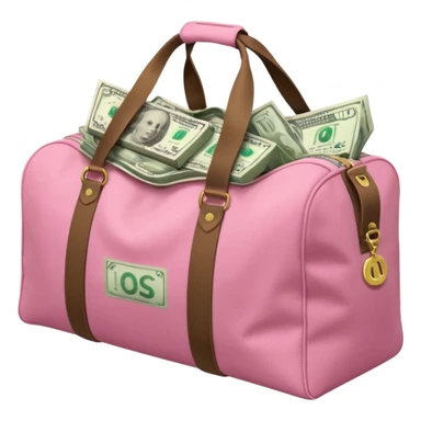  a pink duffle bag filled to the brim with cash sticker