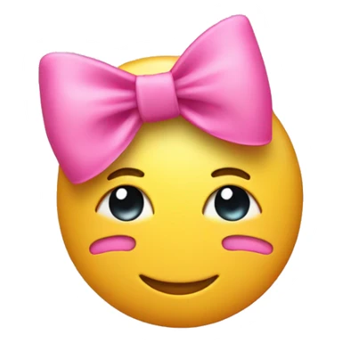 smiley calm face with a pink bow on the side of its face sticker