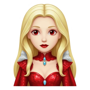 Bride of Dracula with long blonde hair, red sequin outfit sticker
