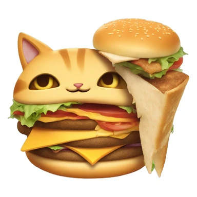 Cat with dinausore eating Burger  sticker