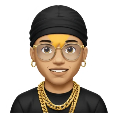 lightskin man with a black durag,a cuban link chain,glasses, and flexing grillz sticker
