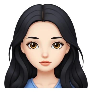 girl with long black hair and soft makeup sticker