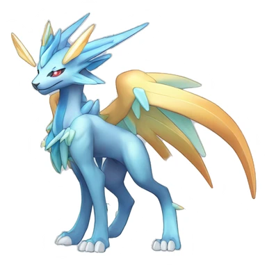  cool edgy shiny colorful godly ethereal Suicune-Dialga-Fakemon full body sticker
