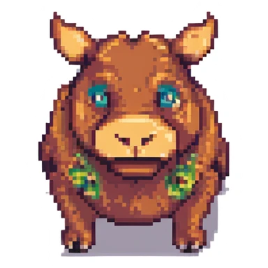 Pumbaa as a pixel art character, simplified shapes, retro video game look sticker