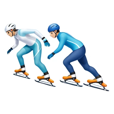 An icon showing a pair of speed skates gliding on an icy track, leaving sharp trails. The background features a grand speed skating arena with spectators, bright lights, and a winter landscape visible through the open structure. Transparent background enhances the dynamic motion. sticker