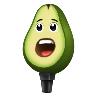 An avocado with a microphone sticker