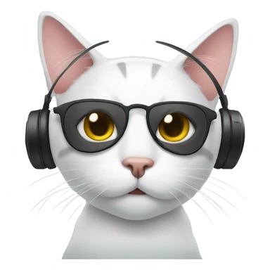 cat with headphones sticker