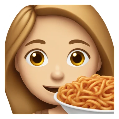 White girl blue eyes brown hair eating spaghetti  sticker