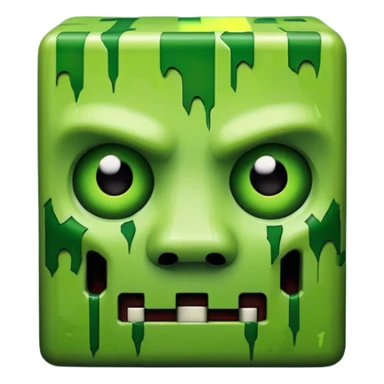 Minecraft creeper creature with sinister crooked looking and is creepy nightmarish and it looks like a creepy bloody green face sticker