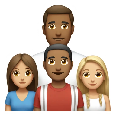 Puerto rican beard short brown hair  with blond long hair woman and brown long hair girl Family  sticker