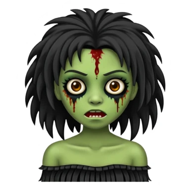 Faça uma menina de cabelo liso preto com franja zumbi cabelo longo 🧟‍♀️ faça ela assim sticker