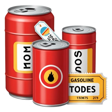 a can of gasoline and 2 tickets sticker