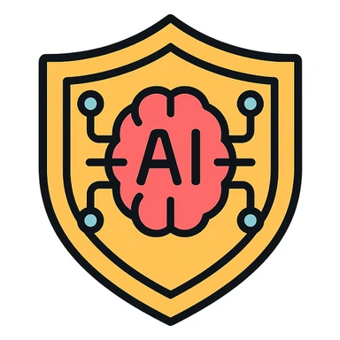 ai security, color outline icon style, clean lines, technology theme sticker