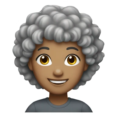 Grey curly hair girl with thumb up, lighter skin sticker