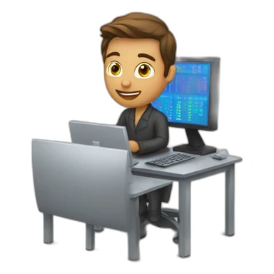 trader with computer sticker