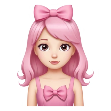 Cute girly girl character with pink dress, long eyelashes, and hair bow sticker