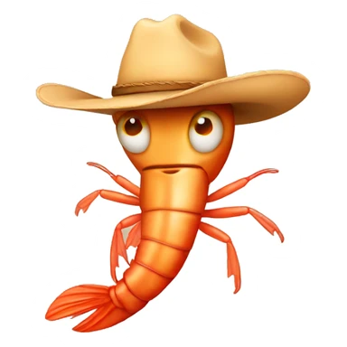 shrimp with a cowboy hat sticker