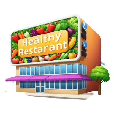 make a billboard on top of a healthy restaurant building written on it "healthy restaurant" sticker