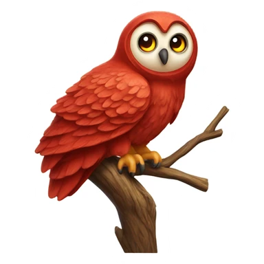 real red owl on branch sticker