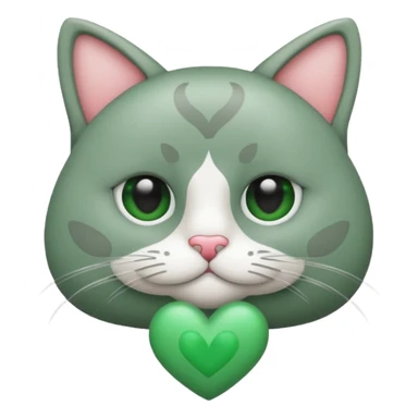 Un gato con corazón en los ojos de color verde sticker