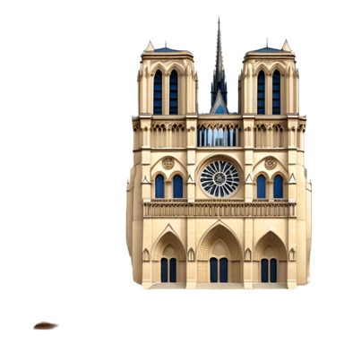 Cinematic Realistic Notre-Dame Cathedral Landmark Emoji, showcasing the Gothic splendor of the cathedral rendered with detailed stone carvings and majestic, soft lighting. sticker