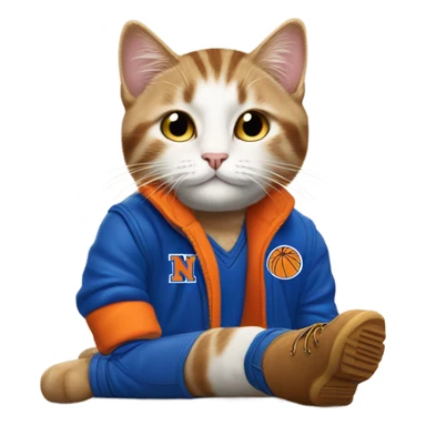 cat in timbs, New York knicks jersey sticker