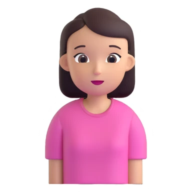 girl with oval-shaped head with flat top wearing a pink t-shirt sticker