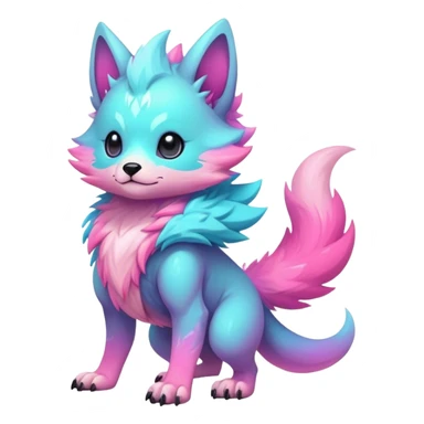 Epic Edgy Cute Colorful Pastel Nebula Modern Vernid-Protogen-creature-animal, full body sticker