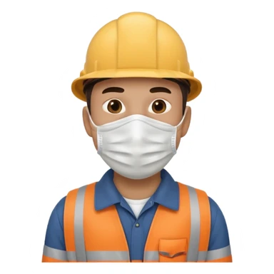 남자사람이 입의 전체에 마스크 쓰고있고, 작업복을 입고있는 이모지 sticker