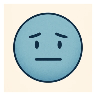 Create an emoji for 'Okay' in a flat, colorful, minimal style with a neutral face and blue color, matching the style of the reference image. sticker