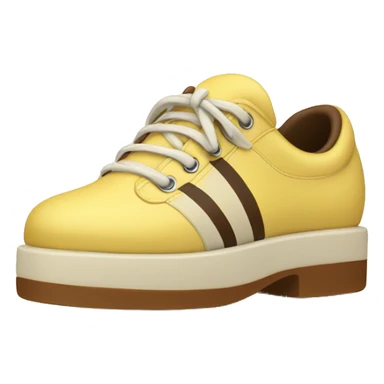 pale yellow bowling shoe with a brown stripe sticker