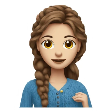 beautiful finnish brown hair woman with blue eyes knitting floral  sticker