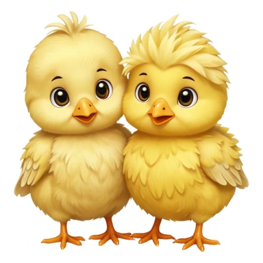 Two baby chicks hugging sticker