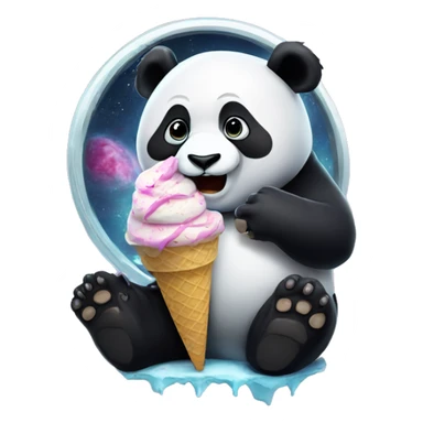 Panda eating ice cream in space  sticker