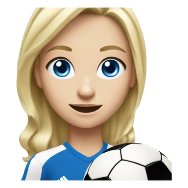 blonde girl blue eyes kicking a soccer ball sticker