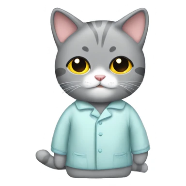 Gray cat with a pijama sticker