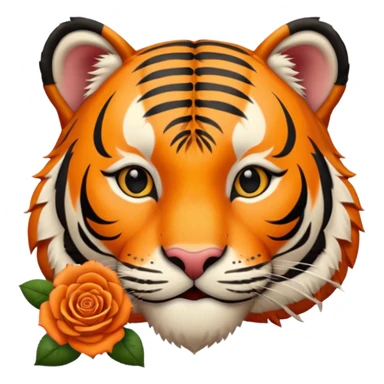 Smiling Tiger with a rose sticker