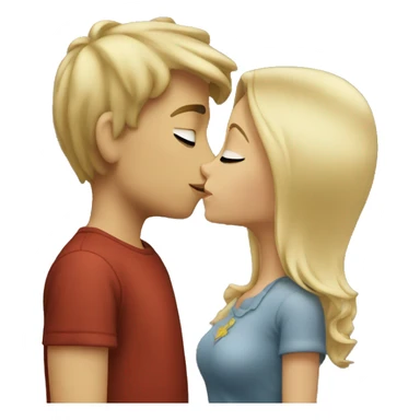 Blond boy kissing brunette girl sticker